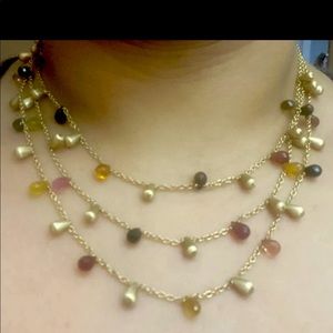 14k solid gold Briolette Tourmaline And Gold strands necklace